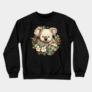 Cute Koala Bear With Flowers Graphic Design Crewneck Sweatshirt